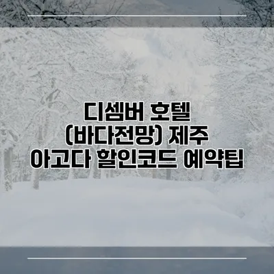 디셈버 호텔 (바다전망) 제주 아고다 할인코드 예약팁