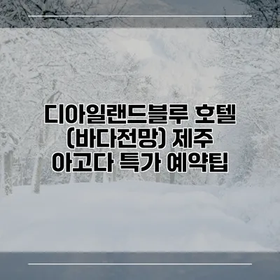 디아일랜드블루 호텔 (바다전망) 제주 아고다 특가 예약팁