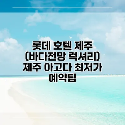 롯데 호텔 제주 (바다전망 럭셔리) 제주 아고다 최저가 예약팁