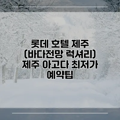 롯데 호텔 제주 (바다전망 럭셔리) 제주 아고다 최저가 예약팁