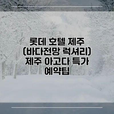롯데 호텔 제주 (바다전망 럭셔리) 제주 아고다 특가 예약팁