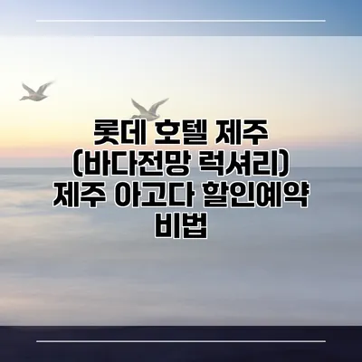 롯데 호텔 제주 (바다전망 럭셔리) 제주 아고다 할인예약 비법
