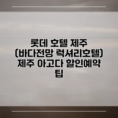 롯데 호텔 제주 (바다전망 럭셔리호텔) 제주 아고다 할인예약 팁