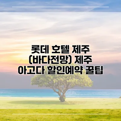 롯데 호텔 제주 (바다전망) 제주 아고다 할인예약 꿀팁