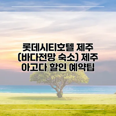 롯데시티호텔 제주 (바다전망 숙소) 제주 아고다 할인 예약팁