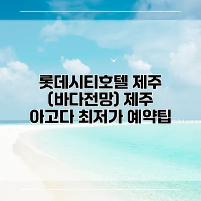 롯데시티호텔 제주 (바다전망) 제주 아고다 최저가 예약팁