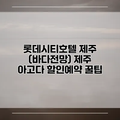 롯데시티호텔 제주 (바다전망) 제주 아고다 할인예약 꿀팁