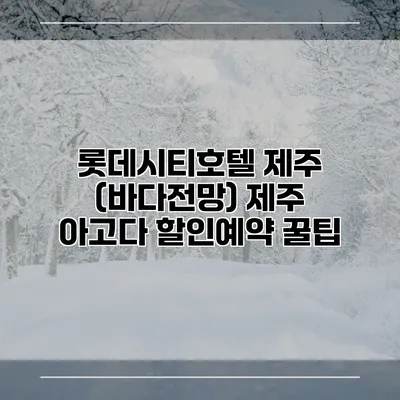 롯데시티호텔 제주 (바다전망) 제주 아고다 할인예약 꿀팁