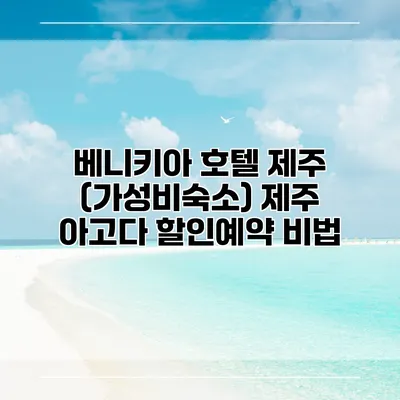 베니키아 호텔 제주 (가성비숙소) 제주 아고다 할인예약 비법