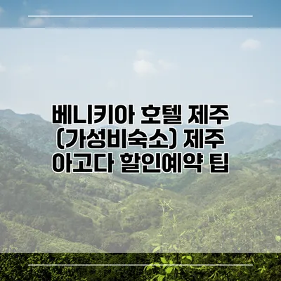 베니키아 호텔 제주 (가성비숙소) 제주 아고다 할인예약 팁