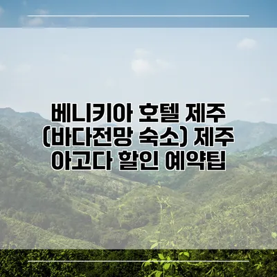 베니키아 호텔 제주 (바다전망 숙소) 제주 아고다 할인 예약팁