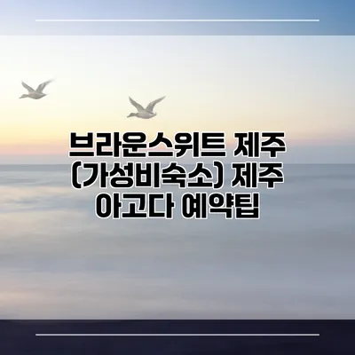 브라운스위트 제주 (가성비숙소) 제주 아고다 예약팁