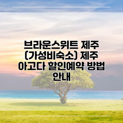 브라운스위트 제주 (가성비숙소) 제주 아고다 할인예약 방법 안내