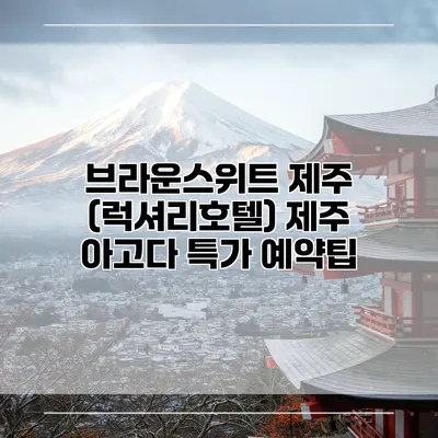 브라운스위트 제주 (럭셔리호텔) 제주 아고다 특가 예약팁