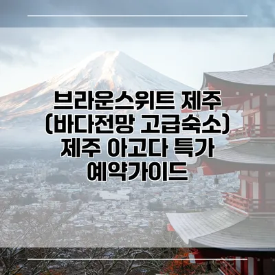 브라운스위트 제주 (바다전망 고급숙소) 제주 아고다 특가 예약가이드