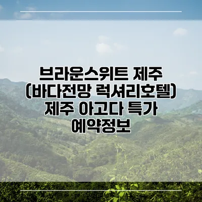 브라운스위트 제주 (바다전망 럭셔리호텔) 제주 아고다 특가 예약정보
