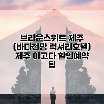 브라운스위트 제주 (바다전망 럭셔리호텔) 제주 아고다 할인예약 팁
