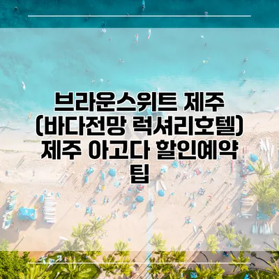브라운스위트 제주 (바다전망 럭셔리호텔) 제주 아고다 할인예약 팁