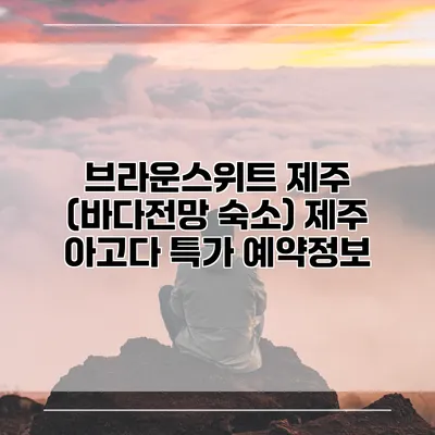 브라운스위트 제주 (바다전망 숙소) 제주 아고다 특가 예약정보