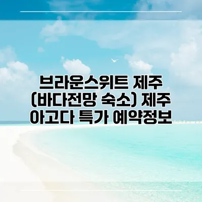 브라운스위트 제주 (바다전망 숙소) 제주 아고다 특가 예약정보