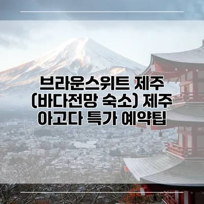 브라운스위트 제주 (바다전망 숙소) 제주 아고다 특가 예약팁