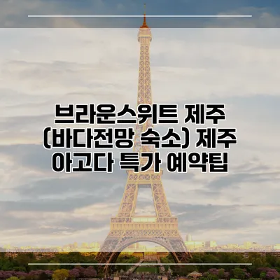 브라운스위트 제주 (바다전망 숙소) 제주 아고다 특가 예약팁