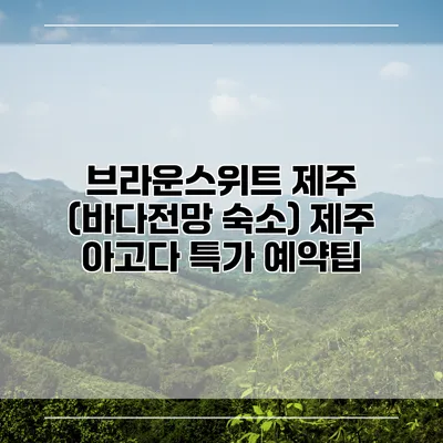 브라운스위트 제주 (바다전망 숙소) 제주 아고다 특가 예약팁