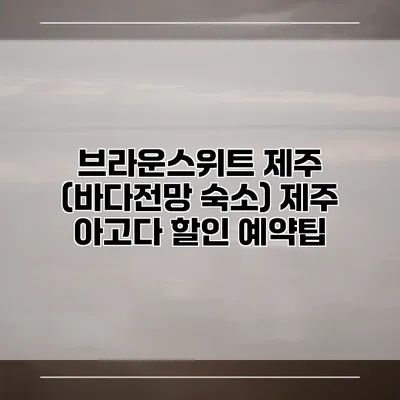 브라운스위트 제주 (바다전망 숙소) 제주 아고다 할인 예약팁