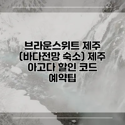 브라운스위트 제주 (바다전망 숙소) 제주 아고다 할인 코드 예약팁