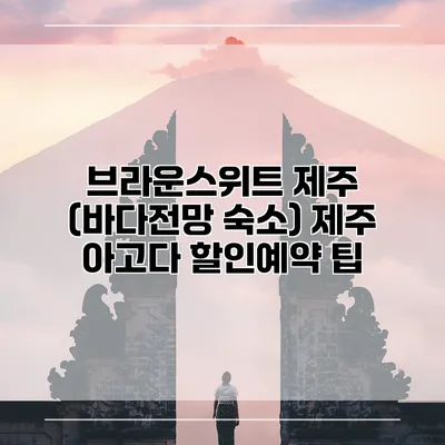 브라운스위트 제주 (바다전망 숙소) 제주 아고다 할인예약 팁