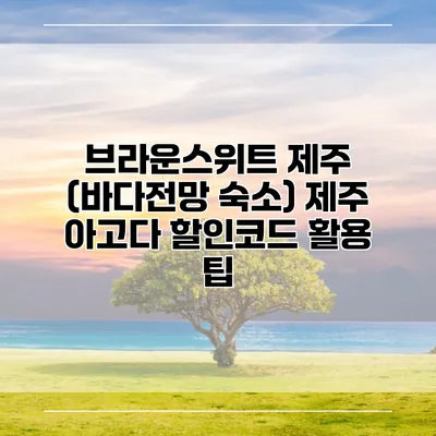 브라운스위트 제주 (바다전망 숙소) 제주 아고다 할인코드 활용 팁