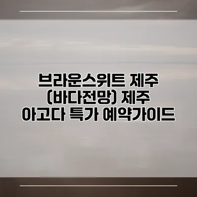 브라운스위트 제주 (바다전망) 제주 아고다 특가 예약가이드
