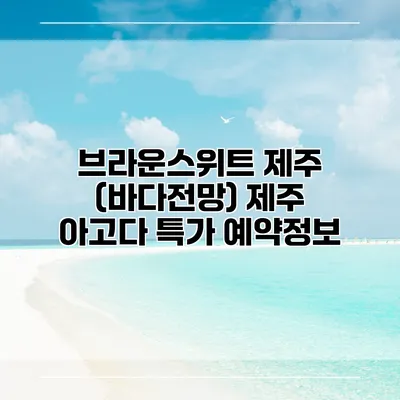 브라운스위트 제주 (바다전망) 제주 아고다 특가 예약정보