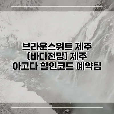 브라운스위트 제주 (바다전망) 제주 아고다 할인코드 예약팁
