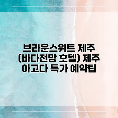 브라운스위트 제주 (바다전망 호텔) 제주 아고다 특가 예약팁