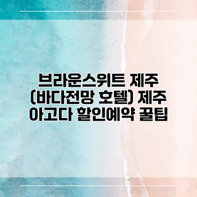 브라운스위트 제주 (바다전망 호텔) 제주 아고다 할인예약 꿀팁