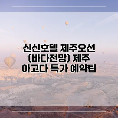 신신호텔 제주오션 (바다전망) 제주 아고다 특가 예약팁