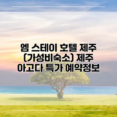 엠 스테이 호텔 제주 (가성비숙소) 제주 아고다 특가 예약정보