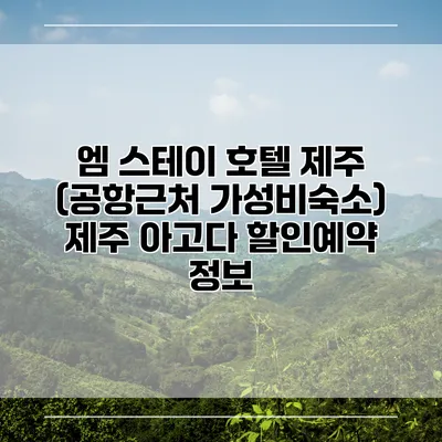 엠 스테이 호텔 제주 (공항근처 가성비숙소) 제주 아고다 할인예약 정보