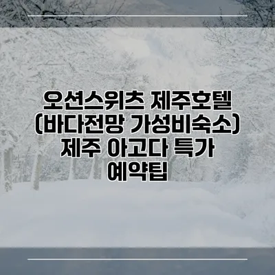 오션스위츠 제주호텔 (바다전망 가성비숙소) 제주 아고다 특가 예약팁