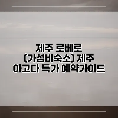 제주 로베로 (가성비숙소) 제주 아고다 특가 예약가이드