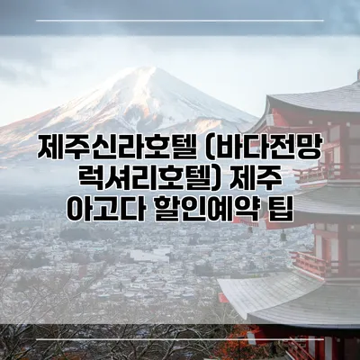 제주신라호텔 (바다전망 럭셔리호텔) 제주 아고다 할인예약 팁