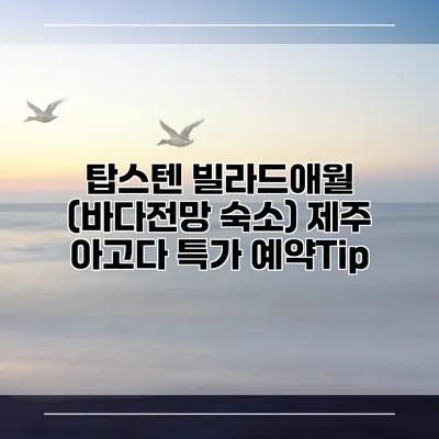 탑스텐 빌라드애월 (바다전망 숙소) 제주 아고다 특가 예약Tip