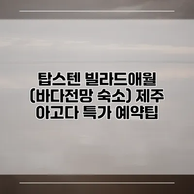 탑스텐 빌라드애월 (바다전망 숙소) 제주 아고다 특가 예약팁