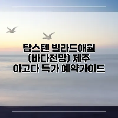 탑스텐 빌라드애월 (바다전망) 제주 아고다 특가 예약가이드