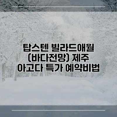 탑스텐 빌라드애월 (바다전망) 제주 아고다 특가 예약비법