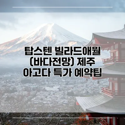 탑스텐 빌라드애월 (바다전망) 제주 아고다 특가 예약팁