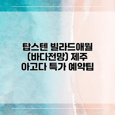 탑스텐 빌라드애월 (바다전망) 제주 아고다 특가 예약팁