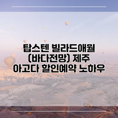 탑스텐 빌라드애월 (바다전망) 제주 아고다 할인예약 노하우