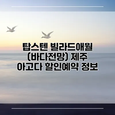 탑스텐 빌라드애월 (바다전망) 제주 아고다 할인예약 정보